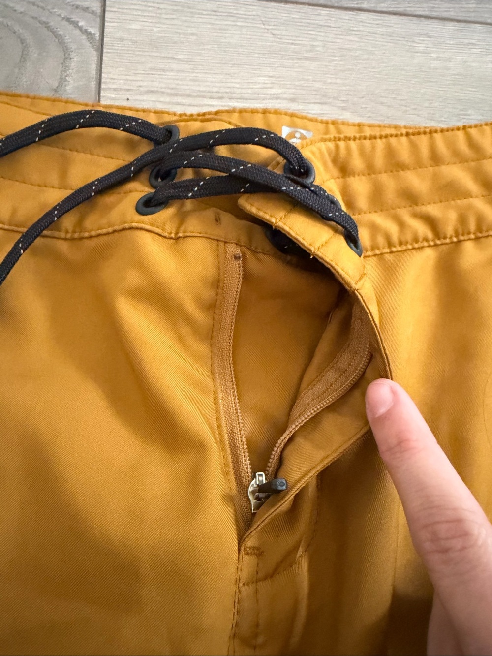 OUTER KNOWN Men's Mustard Yellow Swim Trunks with Drawstring Size 28 - Picture 5 of 7